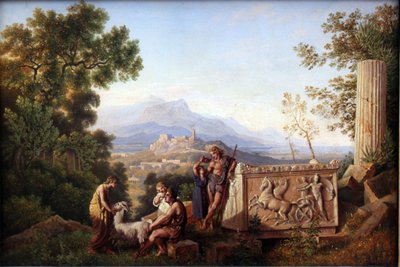 Greek Fantasy Landscape with Resting Shepherd by Karl Friedrich Schinkel